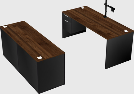 Parallel desk with credenza