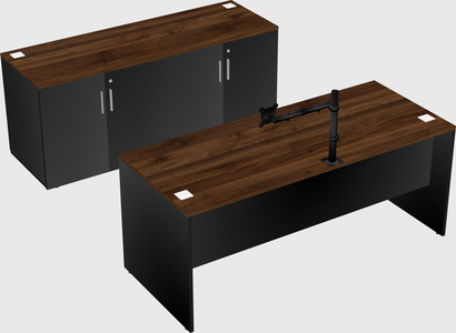 Parallel desk with credenza