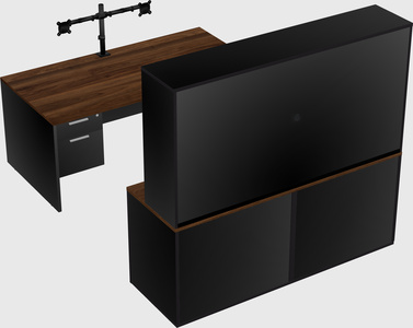 Bureau parallèle avec crédence