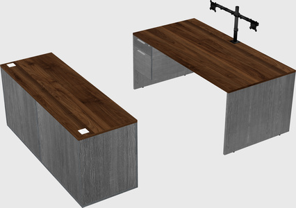 Parallel desk with credenza