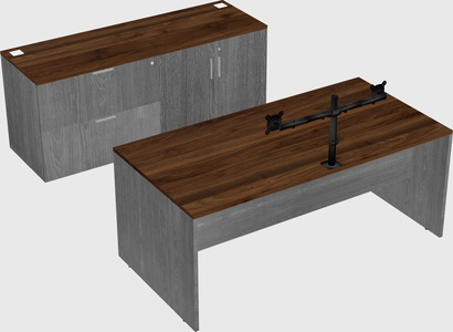 Parallel desk with credenza