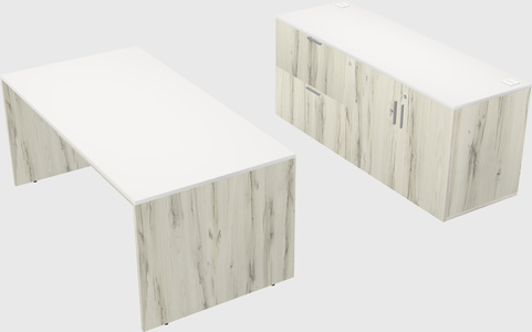 Parallel desk with credenza