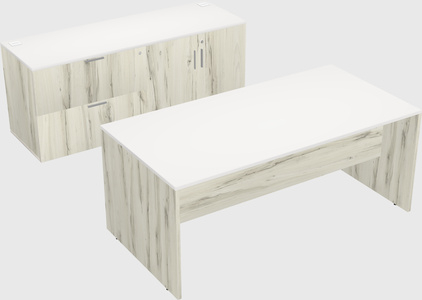 Parallel desk with credenza