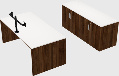 Parallel desk with credenza