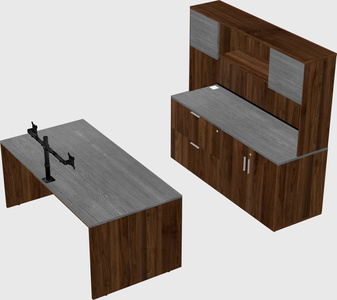 Parallel desk with credenza