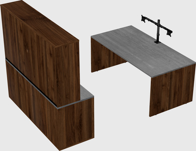 Parallel desk with credenza
