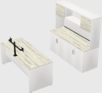Parallel desk with credenza