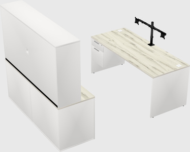 Parallel desk with credenza
