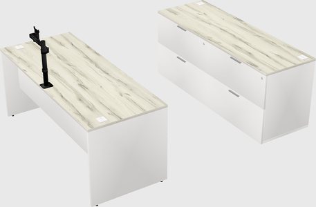 Parallel desk with credenza