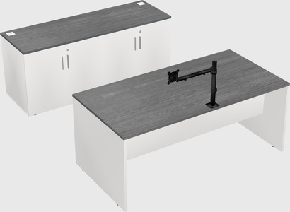Parallel desk with credenza
