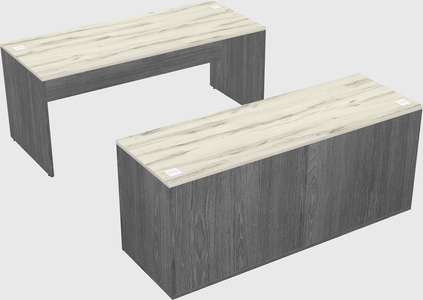 Parallel desk with credenza