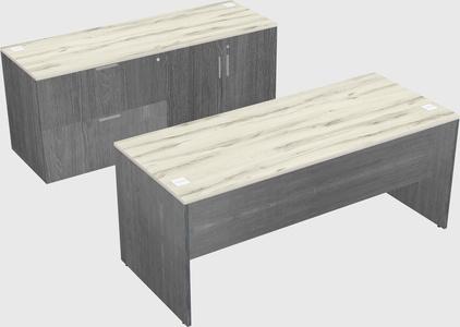 Parallel desk with credenza