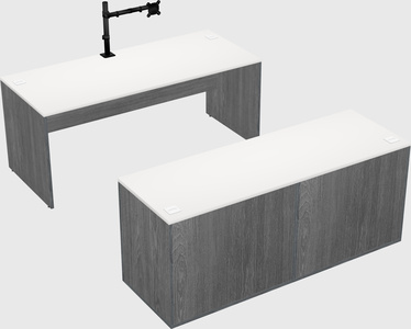 Parallel desk with credenza