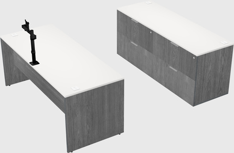 Parallel desk with credenza
