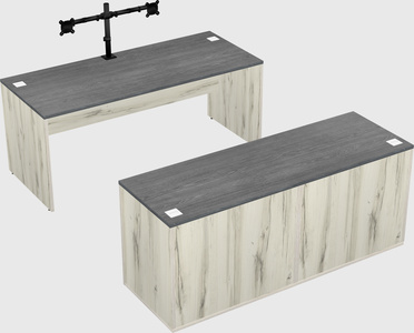 Bureau parallèle avec crédence