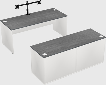 Parallel desk with credenza