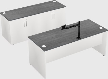 Parallel desk with credenza