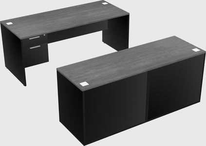 Bureau parallèle avec crédence