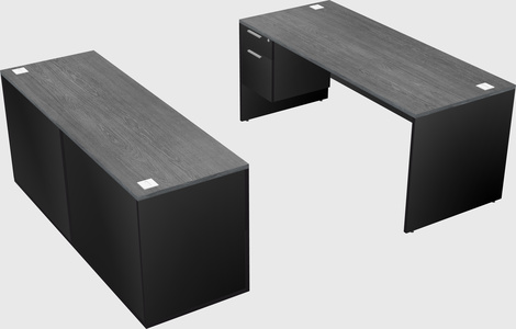 Bureau parallèle avec crédence