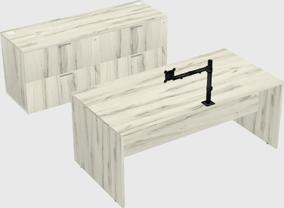 Parallel desk with credenza
