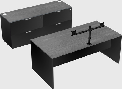 Parallel desk with credenza