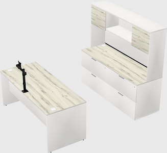 Bureau parallèle avec crédence