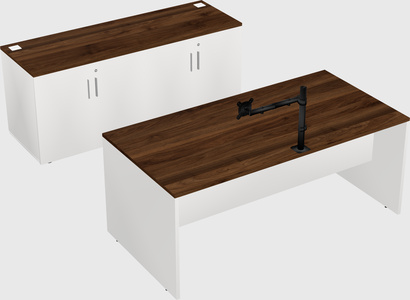 Parallel desk with credenza