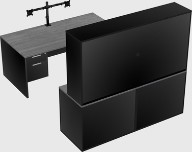 Parallel desk with credenza