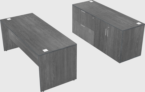 Parallel desk with credenza