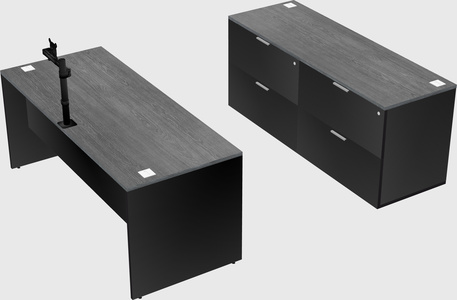 Parallel desk with credenza
