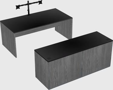 Bureau parallèle avec crédence