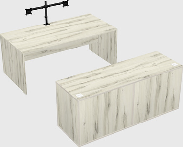 Parallel desk with credenza