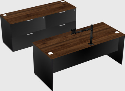 Parallel desk with credenza