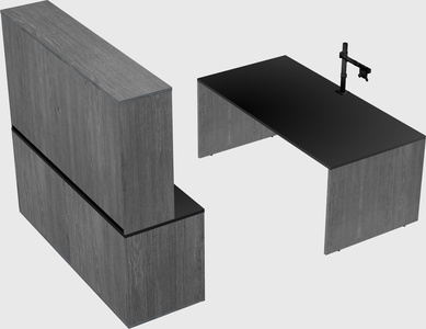 Parallel desk with credenza
