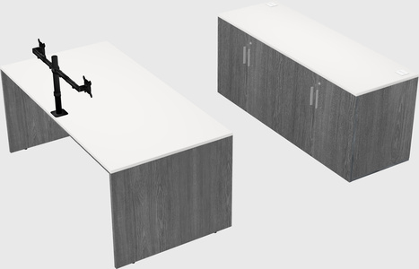 Bureau parallèle avec crédence