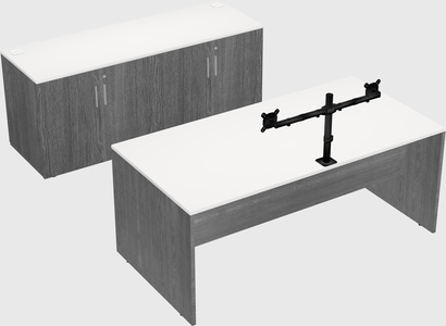 Bureau parallèle avec crédence