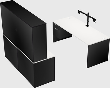 Parallel desk with credenza