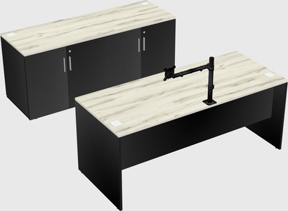 Parallel desk with credenza