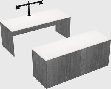 Parallel desk with credenza