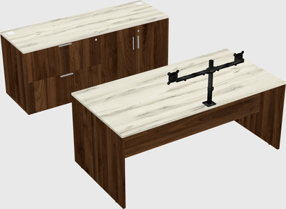 Bureau parallèle avec crédence