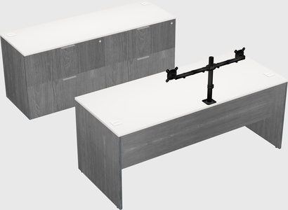 Parallel desk with credenza