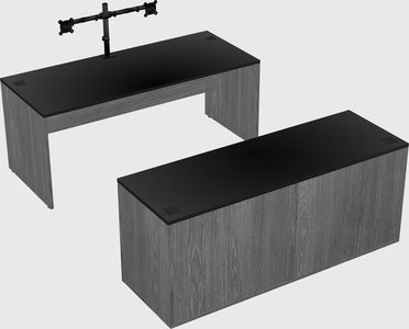 Bureau parallèle avec crédence