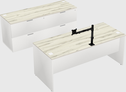 Parallel desk with credenza