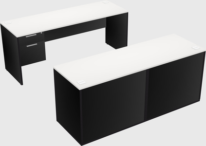 Parallel desk with credenza