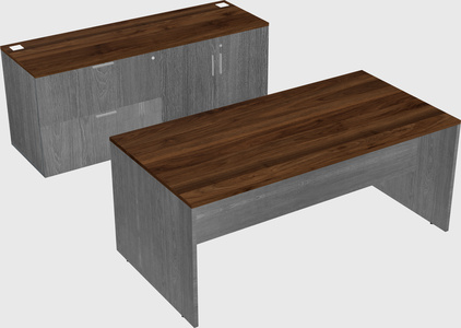 Parallel desk with credenza