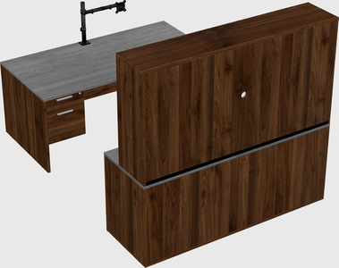Bureau parallèle avec crédence