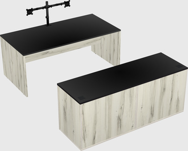 Parallel desk with credenza