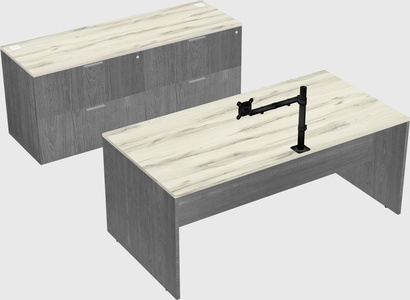 Parallel desk with credenza