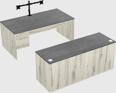 Parallel desk with credenza