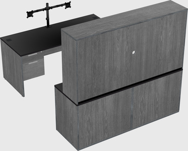 Parallel desk with credenza